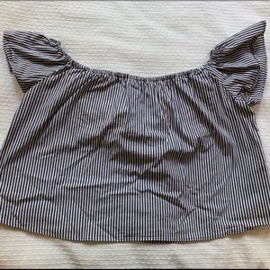 Zara Striped Off-the-Shoulder Nautical Top